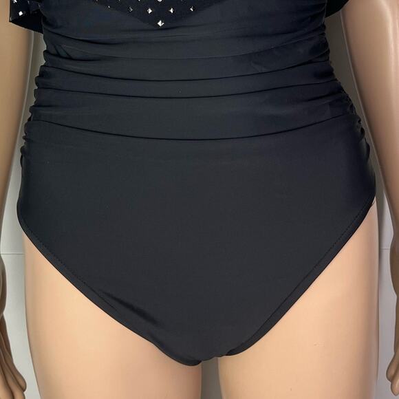 Magicsuit Stud Muffin Molly Strapless Flounce Bandeau Black One Piece Swimsuit - Picture 6 of 11